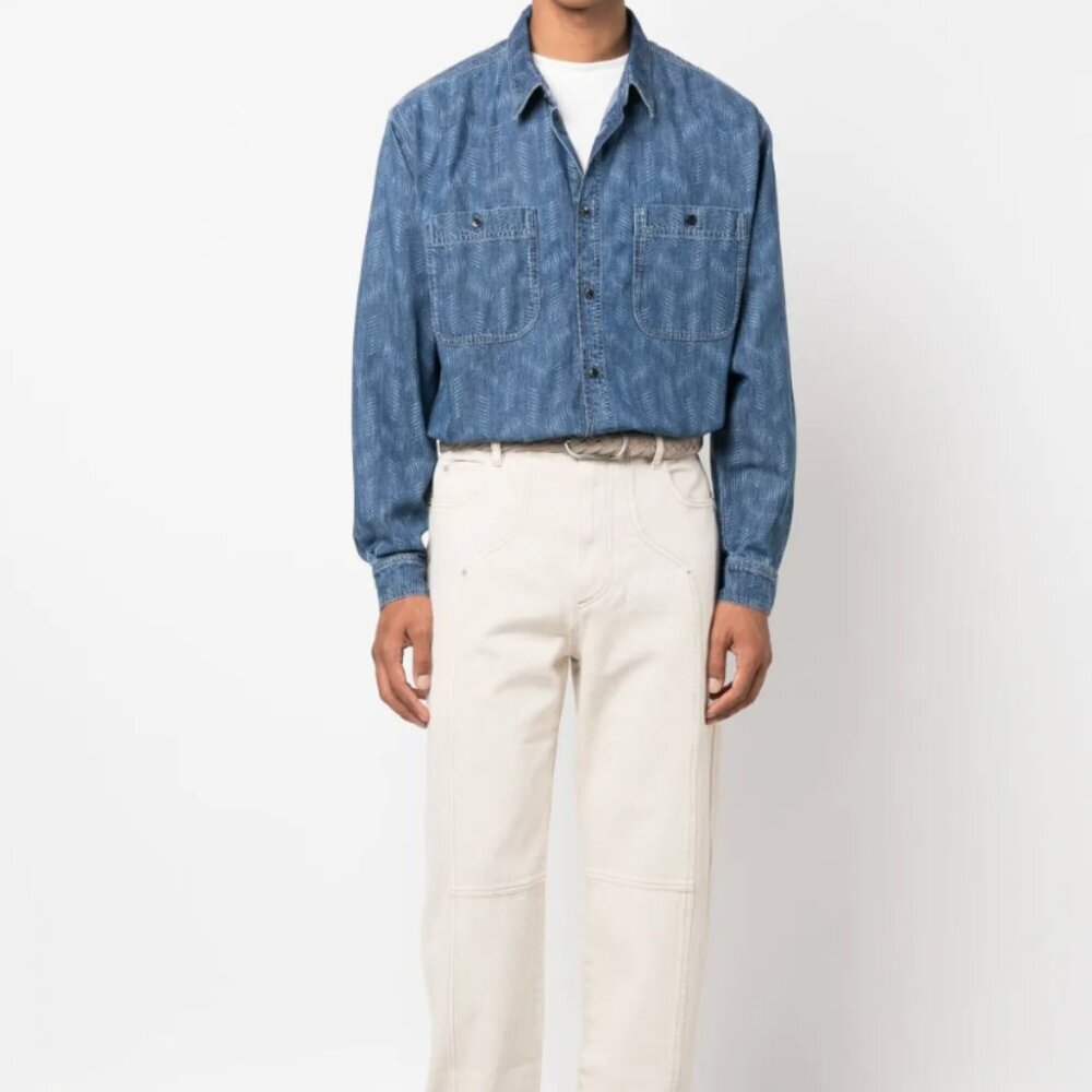 ISABEL MARANT BHELYN GEOMETRIC PRINT DEINIM SHIRT -- Mens S/ Womens M/L